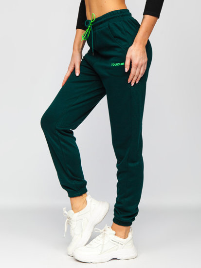 Zielone spodnie dresowe damskie Denley AF317NM