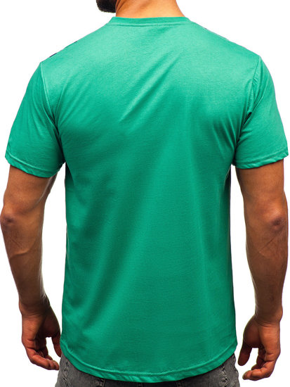 Zielony bawełniany t-shirt męski z nadrukiem Denley 14722