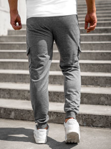 Antracytowe bojówki spodnie męskie joggery dresowe Denley JX5065A