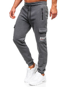 Antracytowe bojówki spodnie męskie joggery dresowe Denley JX6028