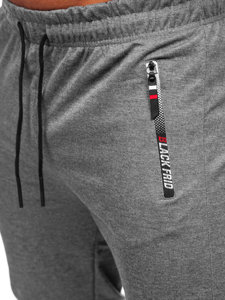 Antracytowe spodnie męskie joggery dresowe Denley JX5003