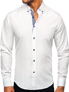 Biała koszula męska z długim rękawem Bolf 20719