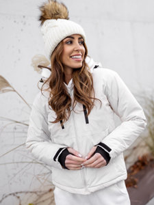 Biała kurtka zimowa damska sportowa Denley HH012