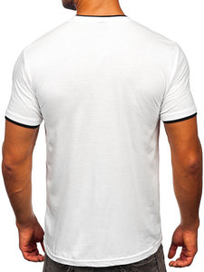 Biały t-shirt męski bez nadruku Denley 14316