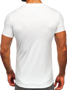 Biały t-shirt męski z nadrukiem Denley HM918