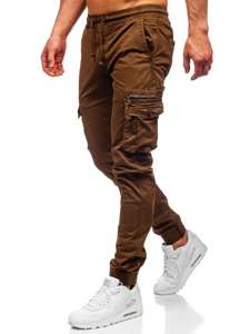 Brązowe spodnie joggery bojówki męskie Denley CT6702S0