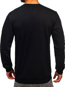Czarna z aplikacjami bluza męska bez kaptura z nadrukiem Denley 6445