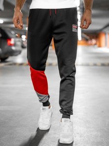 Czarne joggery dresowe spodnie męskie Denley K20003