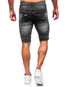Czarne krótkie spodenki jeansowe męskie Denley MP0033N