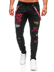 Czarne spodnie jeansowe męskie regular fit Denley RTT60081W1