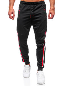Czarne spodnie męskie joggery dresowe Denley K10329