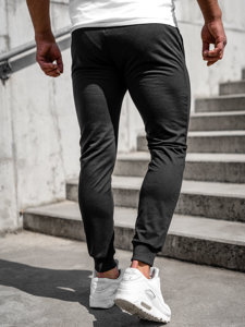 Czarne spodnie męskie joggery dresowe Denley XW02A