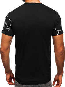 Czarny bawełniany t-shirt męski z nadrukiem Denley 14717