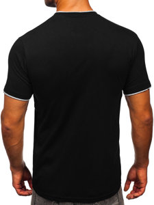Czarny t-shirt męski bez nadruku Denley 14316