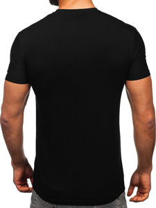 Czarny t-shirt męski z nadrukiem Denley MT3040