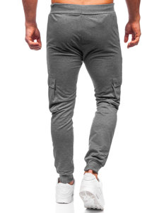 Grafitowe bojówki spodnie męskie joggery dresowe Denley HW2357