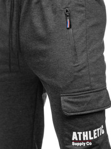 Grafitowe bojówki spodnie męskie joggery dresowe Denley JX5061
