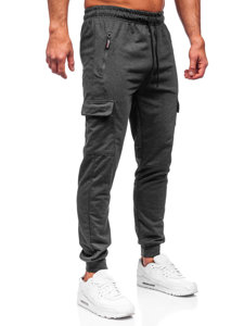 Grafitowe bojówki spodnie męskie joggery dresowe Denley JX5061