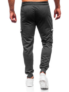 Grafitowe bojówki spodnie męskie joggery dresowe Denley JX5063