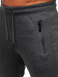Grafitowe spodnie męskie joggery dresowe Denley JX6009