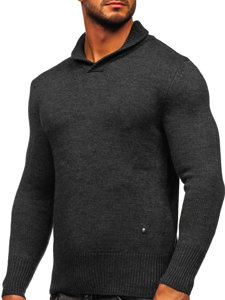 Grafitowy sweter męski ze stójką Denley MM6018