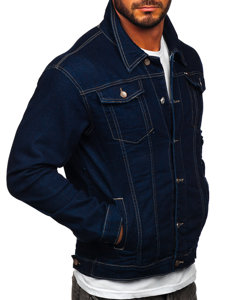 Granatowa jeansowa kurtka męska Denley MJ510BS