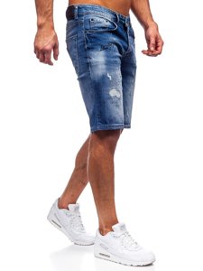 Granatowe jeansowe krótkie spodenki męskie Denley R3007