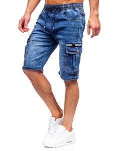 Granatowe jeansowe krótkie spodenki męskie bojówki Denley K15006