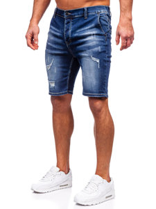 Granatowe krótkie spodenki jeansowe męskie Denley MP0041BS