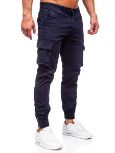 Granatowe spodnie jeansowe joggery bojówki męskie Denley Z808