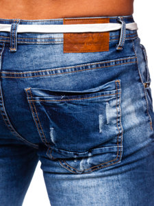 Granatowe spodnie jeansowe męskie slim fit Denley E7789