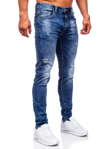 Granatowe spodnie jeansowe męskie slim fit Denley KX718