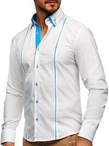 Koszula męska elegancka z długim rękawem biała Bolf 4744