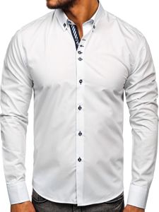Koszula męska elegancka z długim rękawem biała Bolf 5796