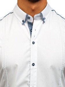 Koszula męska elegancka z długim rękawem biała Bolf 8821