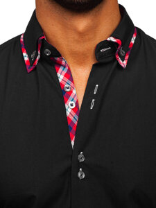 Koszula męska elegancka z długim rękawem czarna Bolf 4704