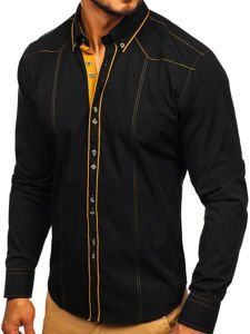 Koszula męska elegancka z długim rękawem czarna Bolf 4777