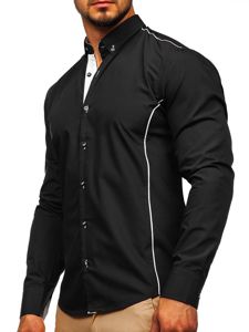 Koszula męska elegancka z długim rękawem czarna Bolf 5722