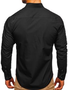 Koszula męska elegancka z długim rękawem czarna Bolf 5722