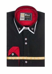 Koszula męska elegancka z długim rękawem czarna Bolf 5818