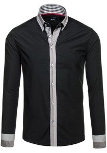 Koszula męska elegancka z długim rękawem czarna Bolf 6950