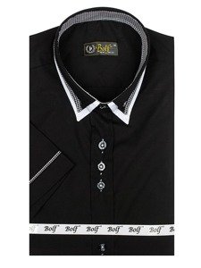 Koszula męska z krótkim rękawem czarna Bolf 3520
