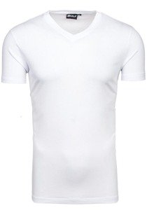 Koszulka męska bez nadruku w serek biała Denley t31