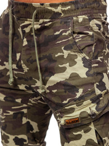 Moro-brązowe spodnie jeansowe joggery bojówki męskie Denley KA9225-2