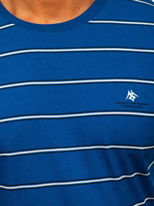 Niebieski t-shirt męski w paski Denley 14952