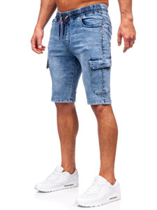 Niebieskie krótkie spodenki jeansowe bojówki męskie Denley HY812
