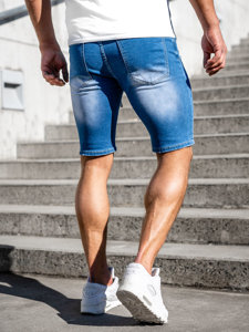 Niebieskie krótkie spodenki jeansowe męskie Denley MP0060B