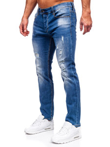 Niebieskie spodnie jeansowe męskie slim fit Denley MP0018B
