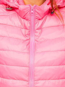 Różowa pikowana kamizelka damska z kapturem Denley 23039