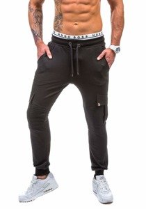 Spodnie dresowe męskie czarne Denley 0444